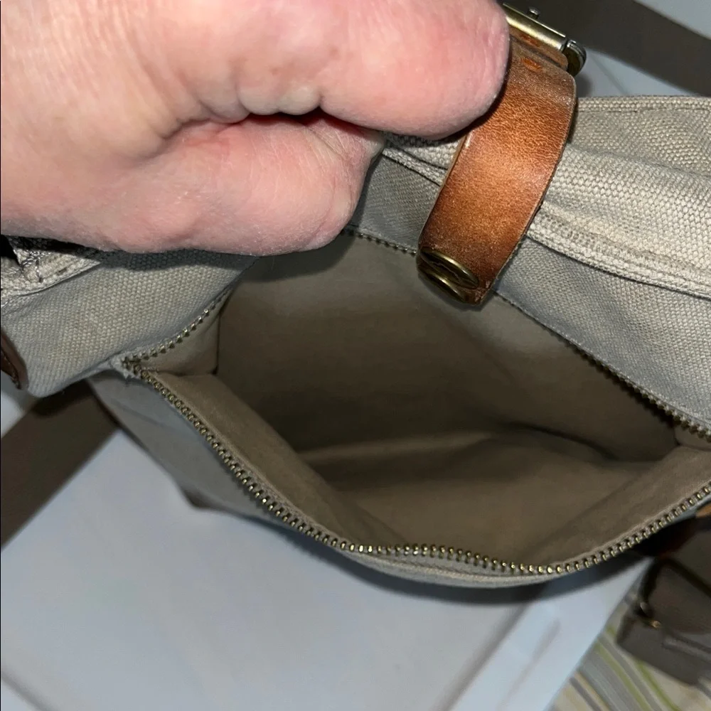TSD Brand Canvas and Leather Brown and‎ Tan Men's Crossbody Bag